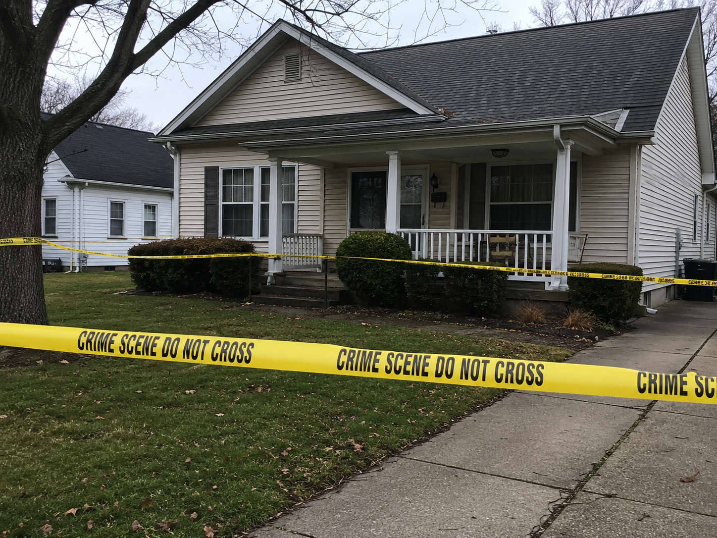 ai crime scene tape outside home